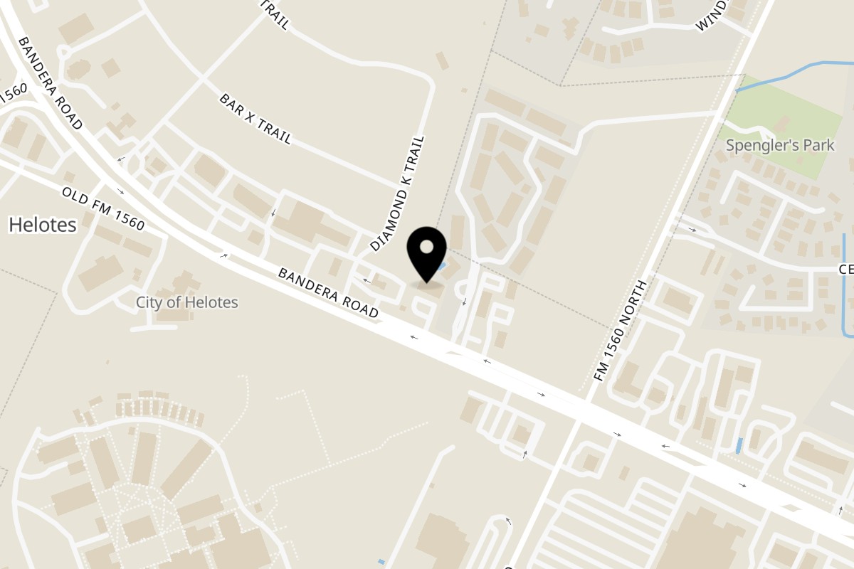 Map showing the location of Rios Barbacoa Helotes, TX on 12800 Bandera Rd #103 in Helotes